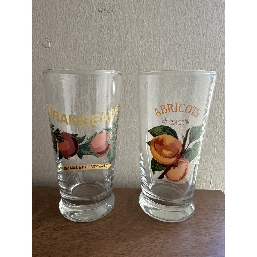 Williams Sonoma ORANGEADE, ABRICOT Harvest Market Collection Juice Glass Cottage